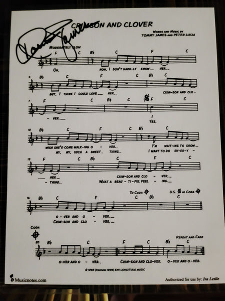 CRIMSON AND CLOVER Sheet Music Autographed